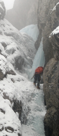 Jégmászás - Sappada - Goulotte, II/3-as 150 méter